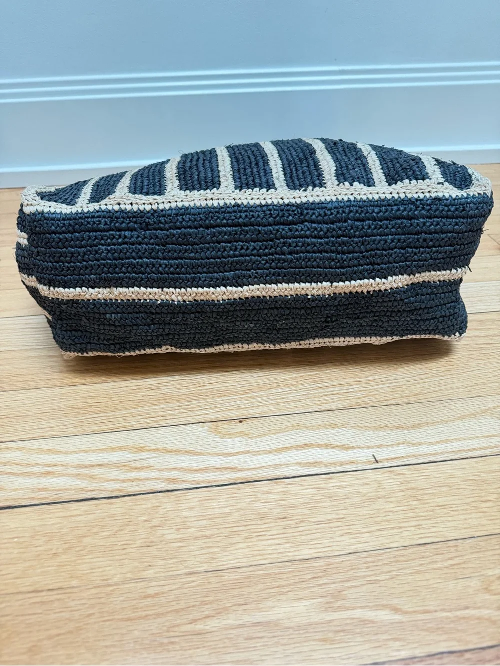 😍 NWT Rag & Bone Daily Tote Raffia Leather Black Natural Stripe